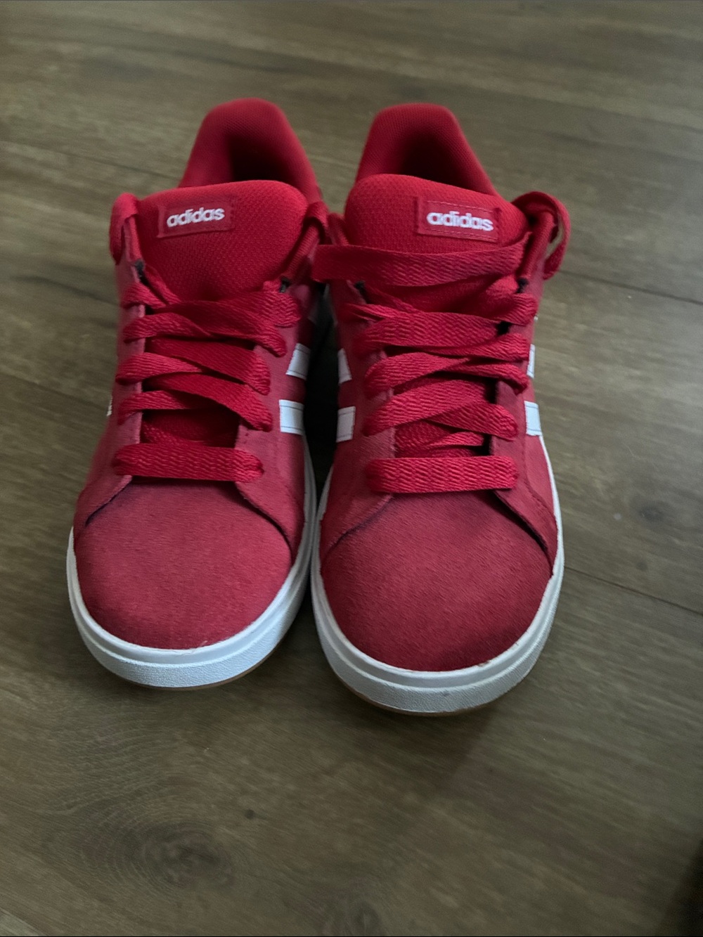 adidas Kids Red Low-Top Sneakers with White Stripes
